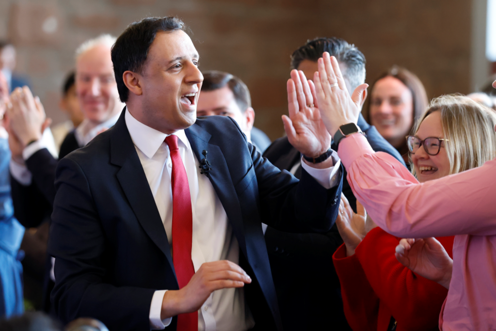 Anas Sarwar greets party colleagues at manifesto launch