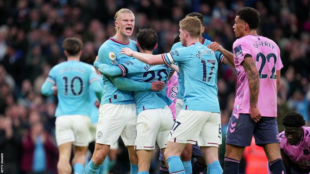 Erling Haaland and City celebrate goal