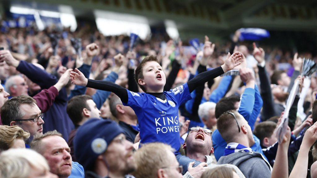 Leicester fan celebrating