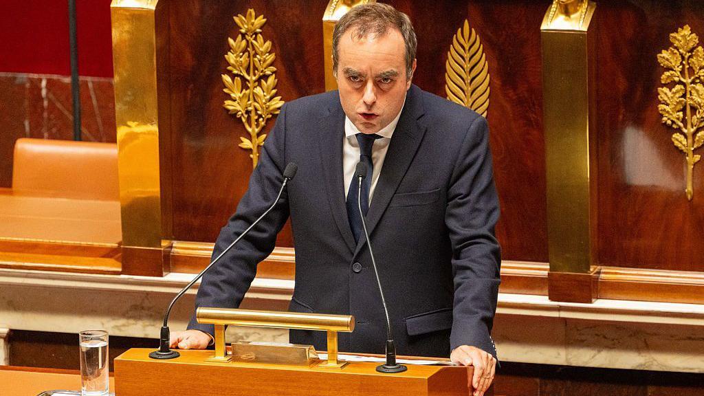 Sebastien Lecornu, France's prime minister, presents his 2026 budget at the National Assembly in Paris, France, on Tuesday, Oct. 14, 2025. Lecornu was reappointed on Friday, just four days after resigning amid political infighting