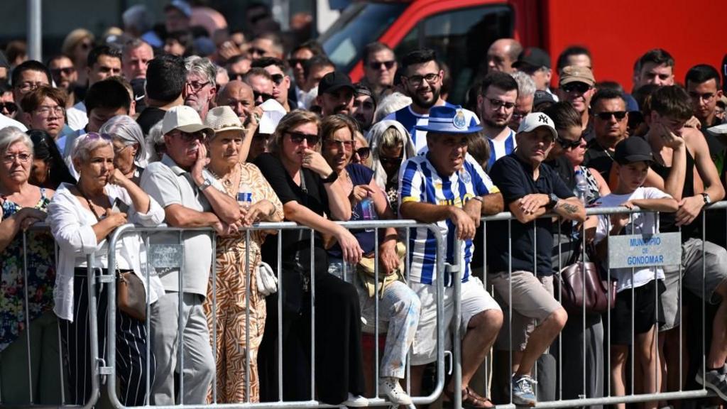 Public mourners gather at the funeral of Diogo Jota and Andre Silva