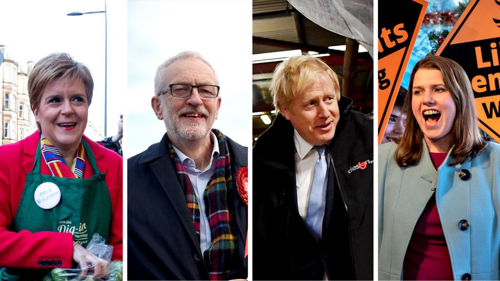 Boris Johnson, Nicola Sturgeon, Jeremy Corbyn and Jo Swinson on the campaign trail