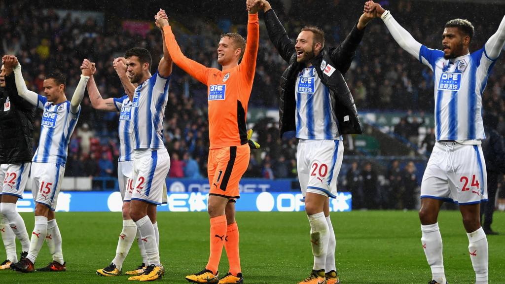 Huddersfield Town players celebrate