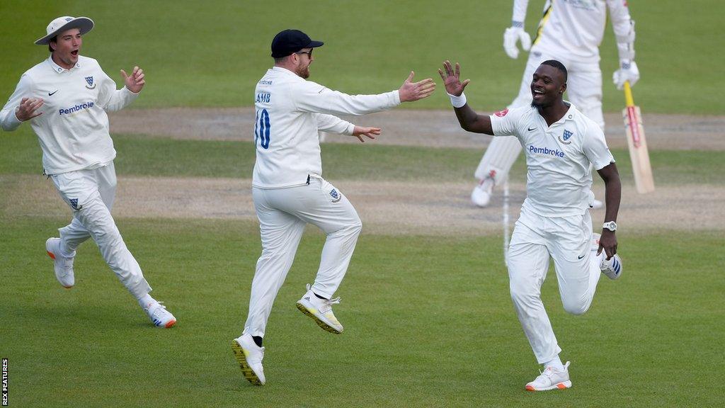 Jayden Seales celebrates with Danny Lamb