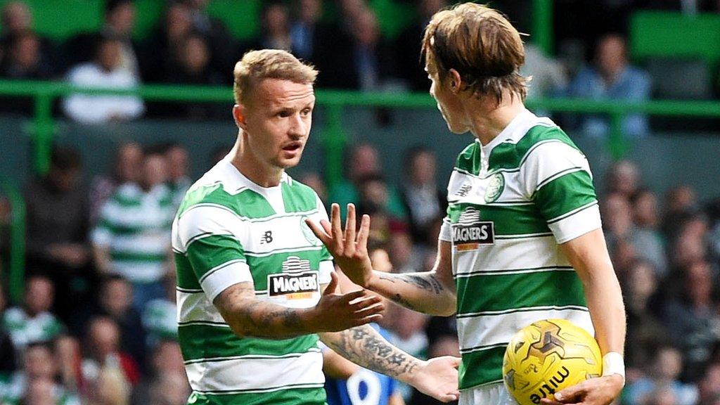 Celtic players Leigh Griffiths and Stefan Johansen