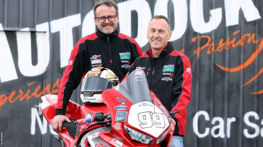 Jeremy McWilliams with Wilson Craig Racing principal Darren Gilpin