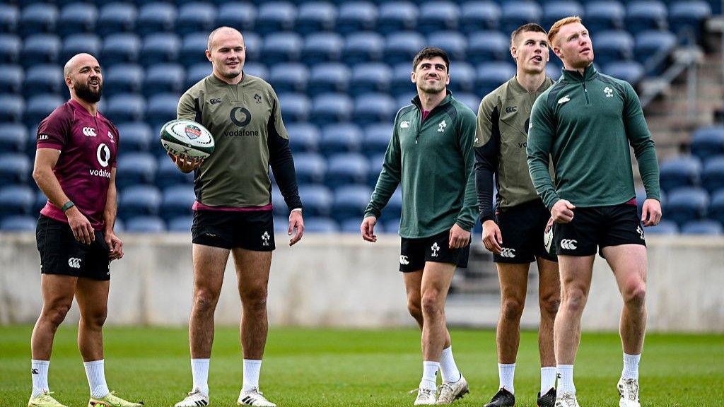 Ireland's players in training