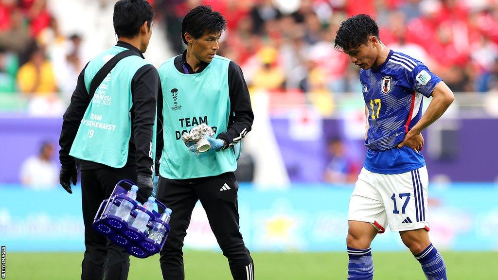 Reo Hatate was withdrawn after 36 minutes of Japan's win over Bahrain