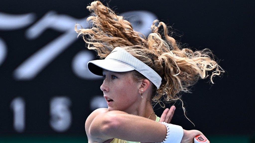 Mirra Andreeva in action at the Australian Open