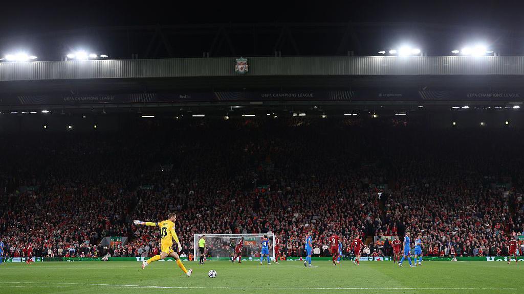 A wide shot of Anfield during Liverpool vs Atletico Madrid
