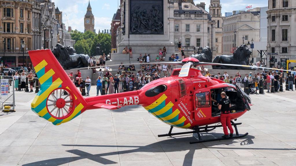 Air ambulance in Trafalgar Square