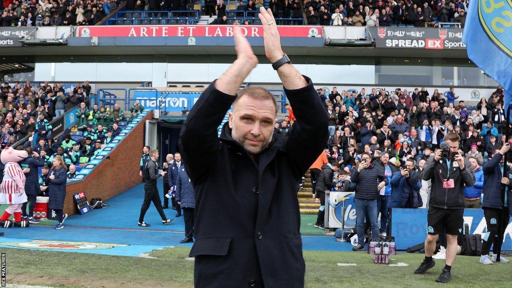 John Eustace applauds the Blackburn supporters on Saturday