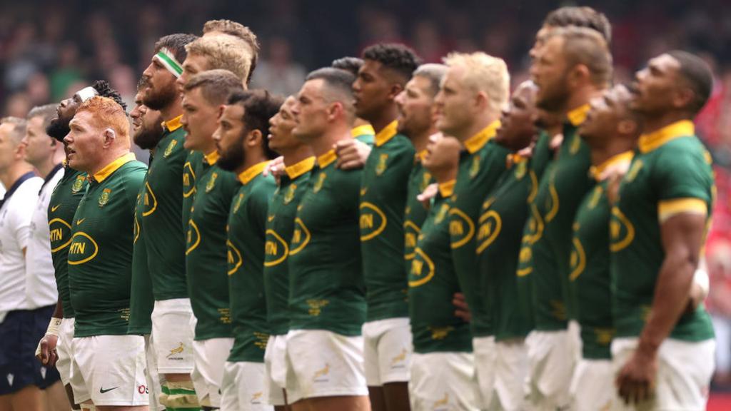 South Africa line up for anthems