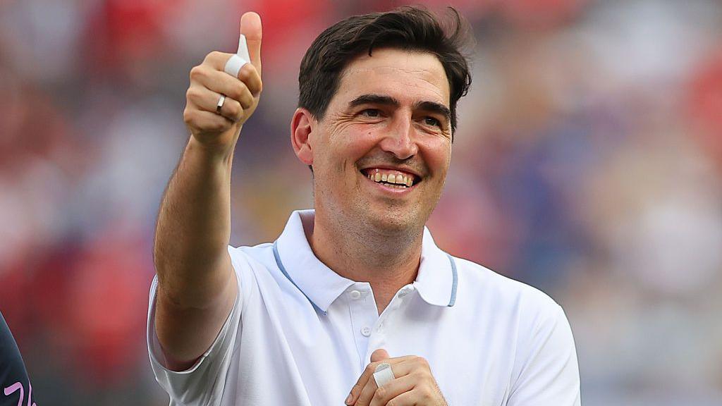 Andoni Iraola gives a thumbs up after Bournemouth's Premier League Summer Series game against Everton