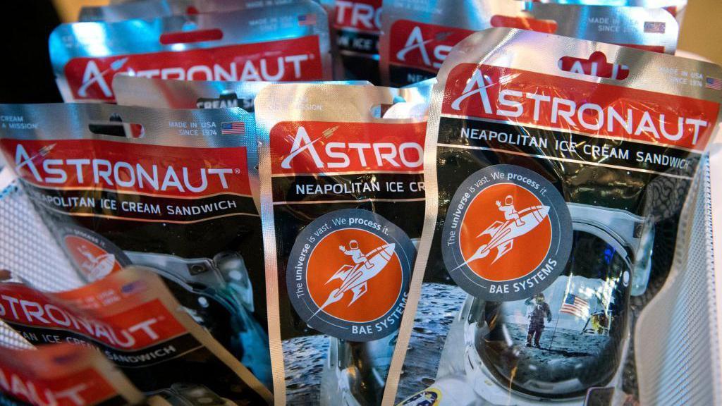 Packets of freeze dried food.
