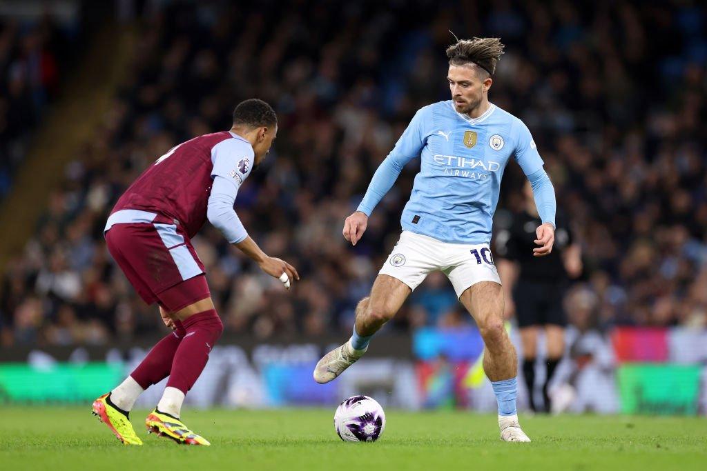 Jack Grealish against Aston Villa player