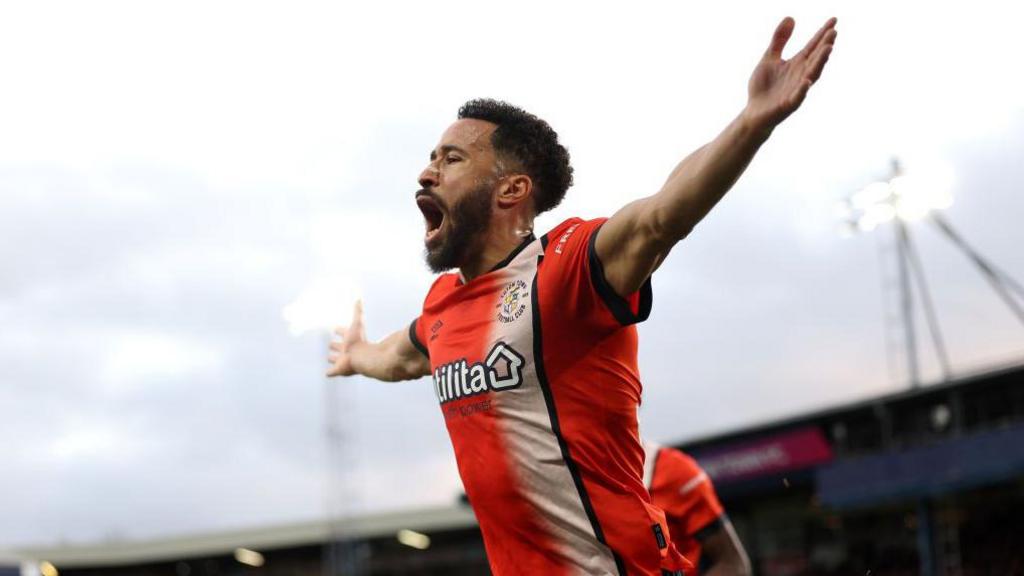 Andros Townsend celebrates goal for Luton