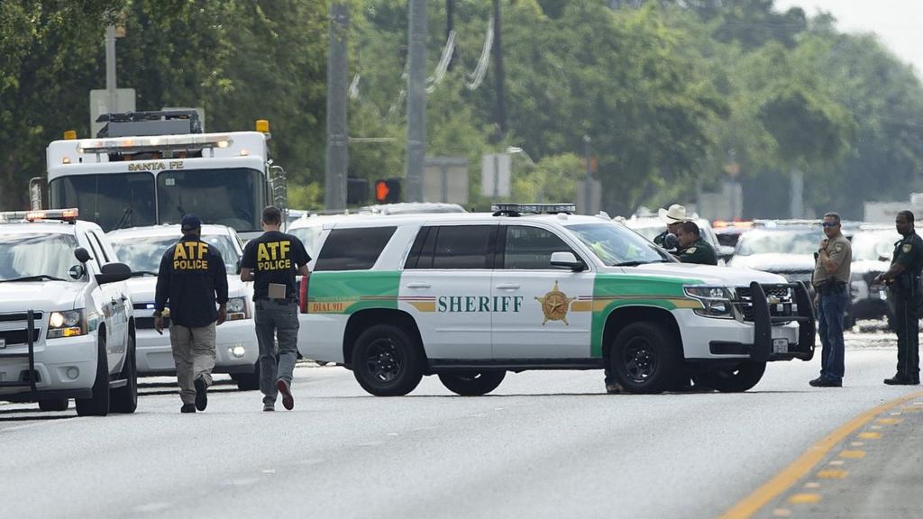 Santa Fe High School where a shooter killed at least 10 students on May 18, 2018 in Santa Fe, Texas