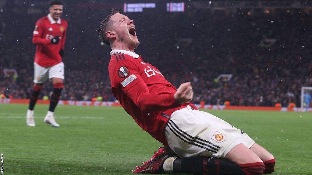 Wout Weghorst celebrating a goal for Manchester United