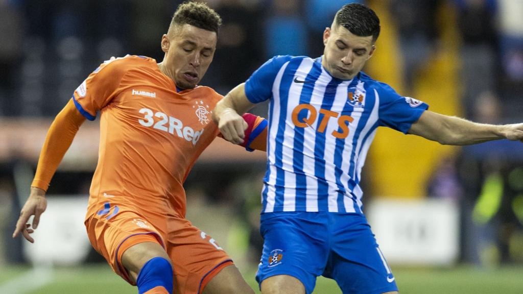 Rangers' James Tavernier and Kilmarnock's Jordan Jones