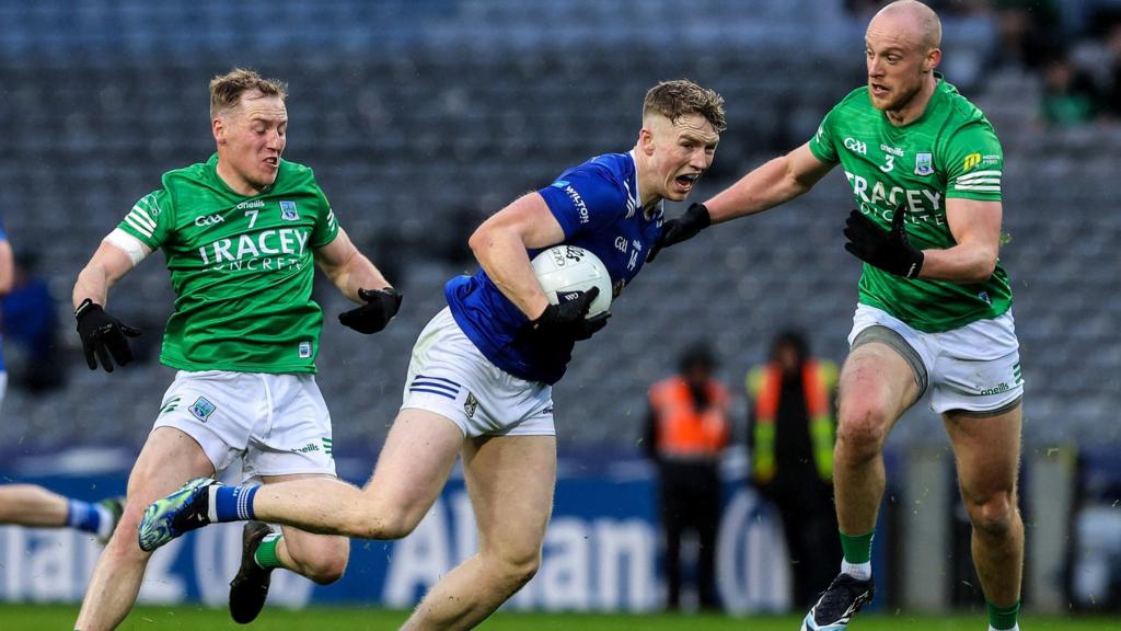 Fermanagh's Che Cullen attempts to halt Cavan's Paddy Lynch in last season's Allianz Football League Division Three final at Croke Park