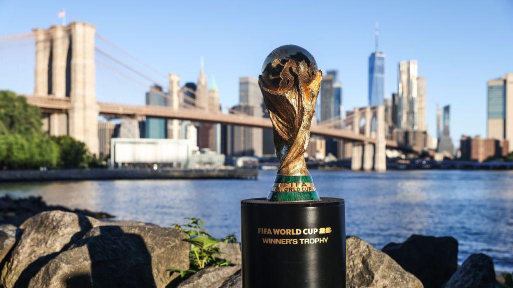 The Fifa World Cup trophy on display in New York.