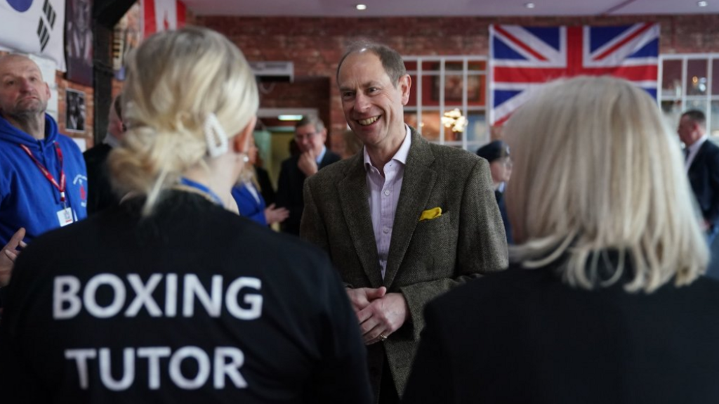 The Duke of Edinburgh at a boxing club