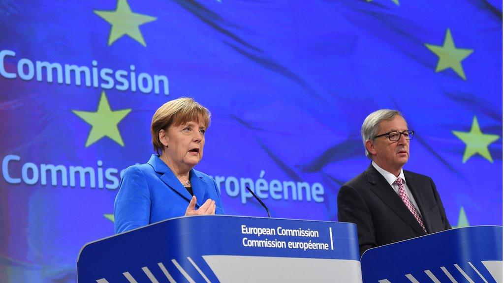 Angela Merkel and Jean-Claude Juncker