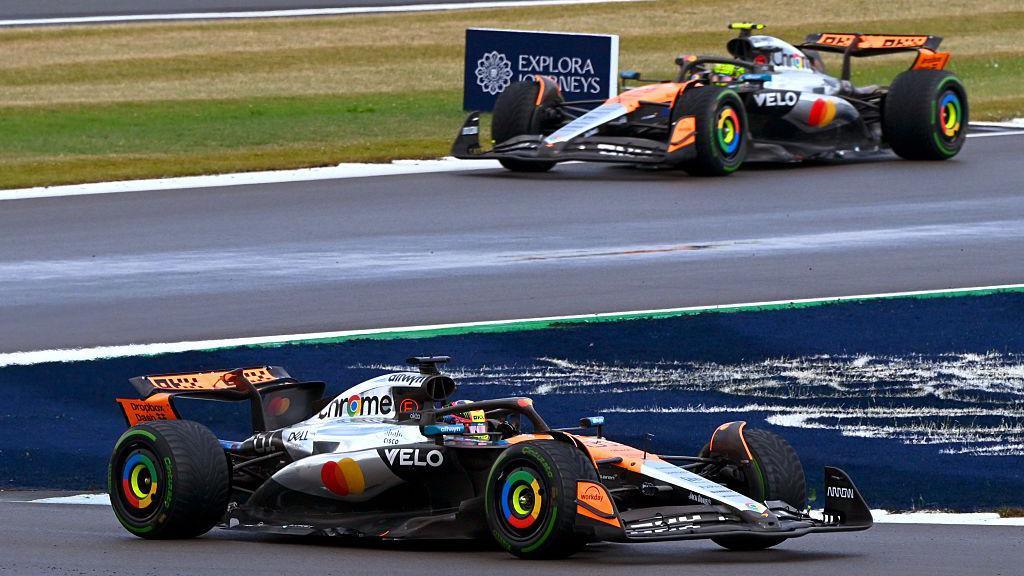 Oscar Piastri ahead of Lando Norris at the British Grand Prix