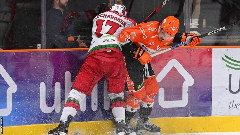 Cardiff Devils in action against Sheffield Steelers