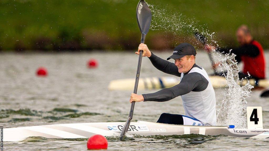 Tom Lusty in action on the water for Great Britain