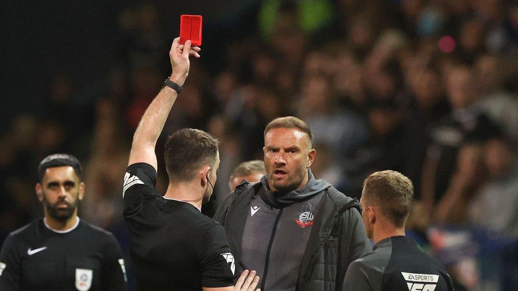 Bolton Wanderers boss Ian Evatt was sent off in the second half of their victory over Fleetwood Town