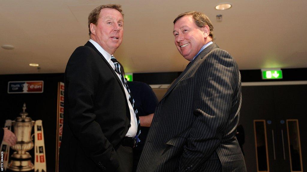 Peter Storrie (right) with Portsmouth manager Harry Redknapp