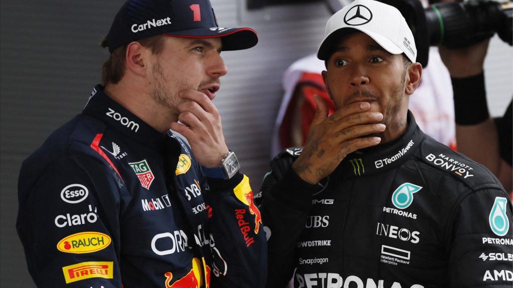 Max Verstappen and Lewis Hamilton