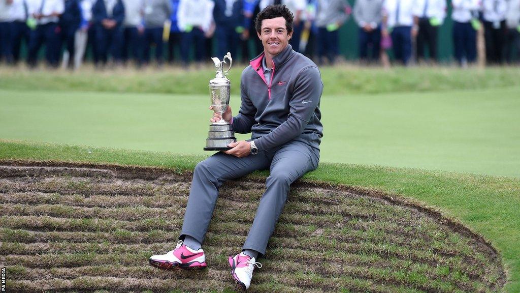 Rory McIlroy with the Claret Jug at Hoylake in 2014