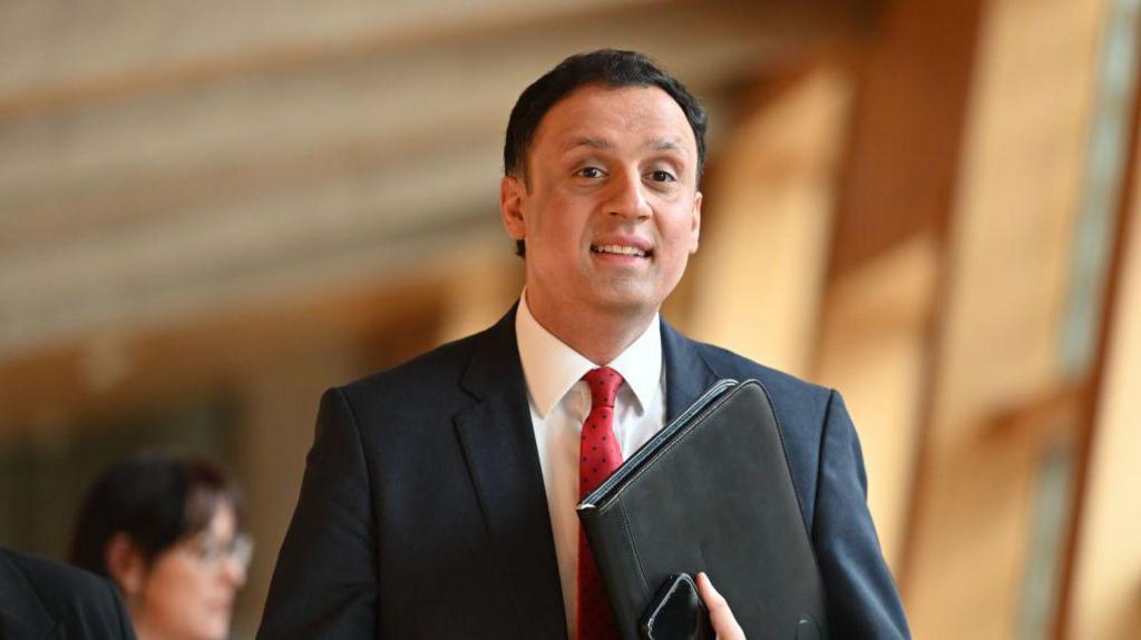 Scottish Labour leader Anas Sarwar on the way to First Minister's Questions in the Scottish Parliament, on March 13, 2025
