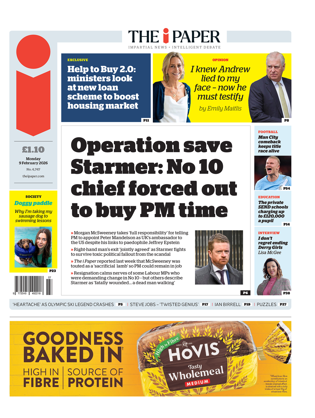 “Operacioni shpëtimi i Starmer: Shefi i nr. 10 detyrohet të largohet për të blerë kohë për kryeministrin” shkruhet në titullin kryesor të The i Paper.