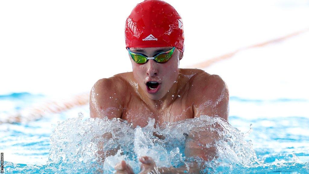 Filip Nowacki swims at the Commonwealth Youth Games