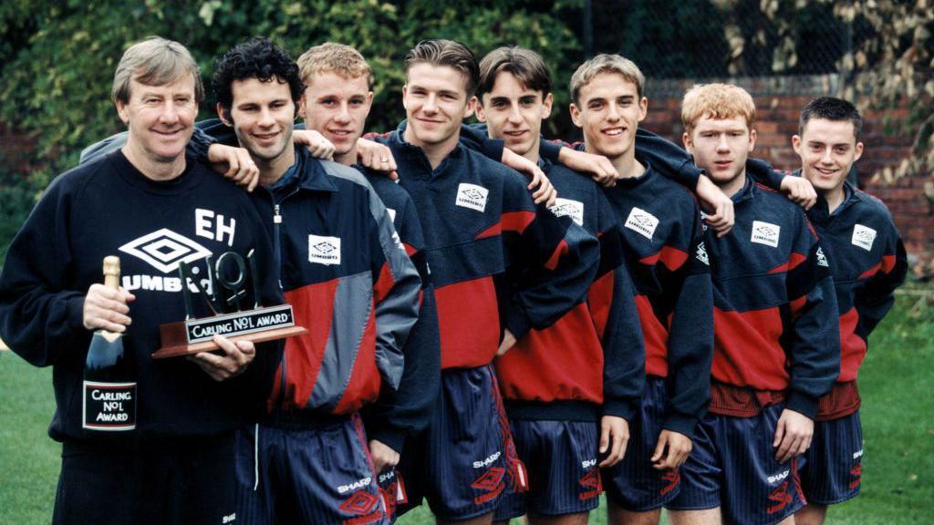 David Beckham was one of Manchester United's 'Class of '92' - players who won the 1992 FA Youth Cup before going on to win the Treble of the Premier League, FA Cup and Champions League titles in 1999