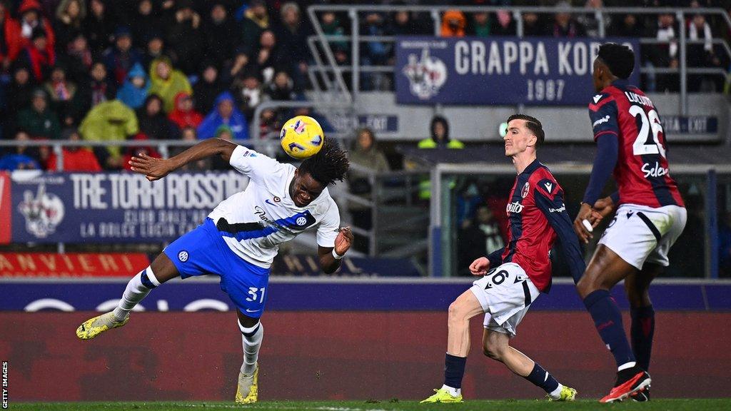 Yann Bisseck scores first goal for Inter Milan against Bologna in Serie A