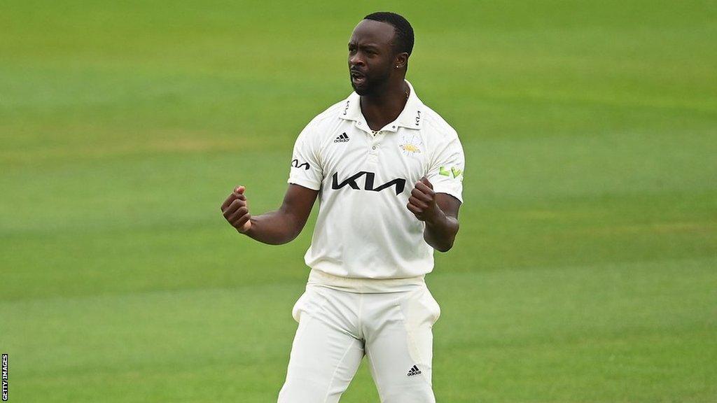 Kemar Roach playing cricket for Surrey