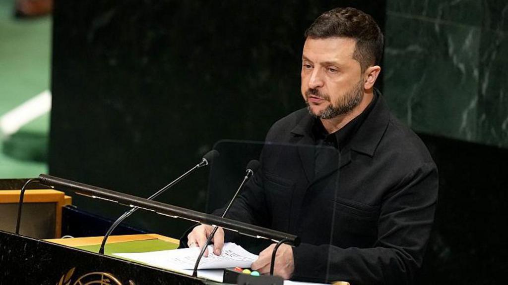 Volodymyr Zelenskiy, Ukraine's president, during the United Nations General Assembly (UNGA) in New York