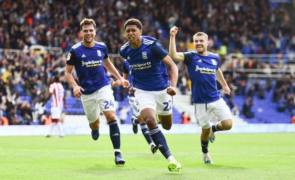 Jude Bellingham celebrates as a Birmingham player