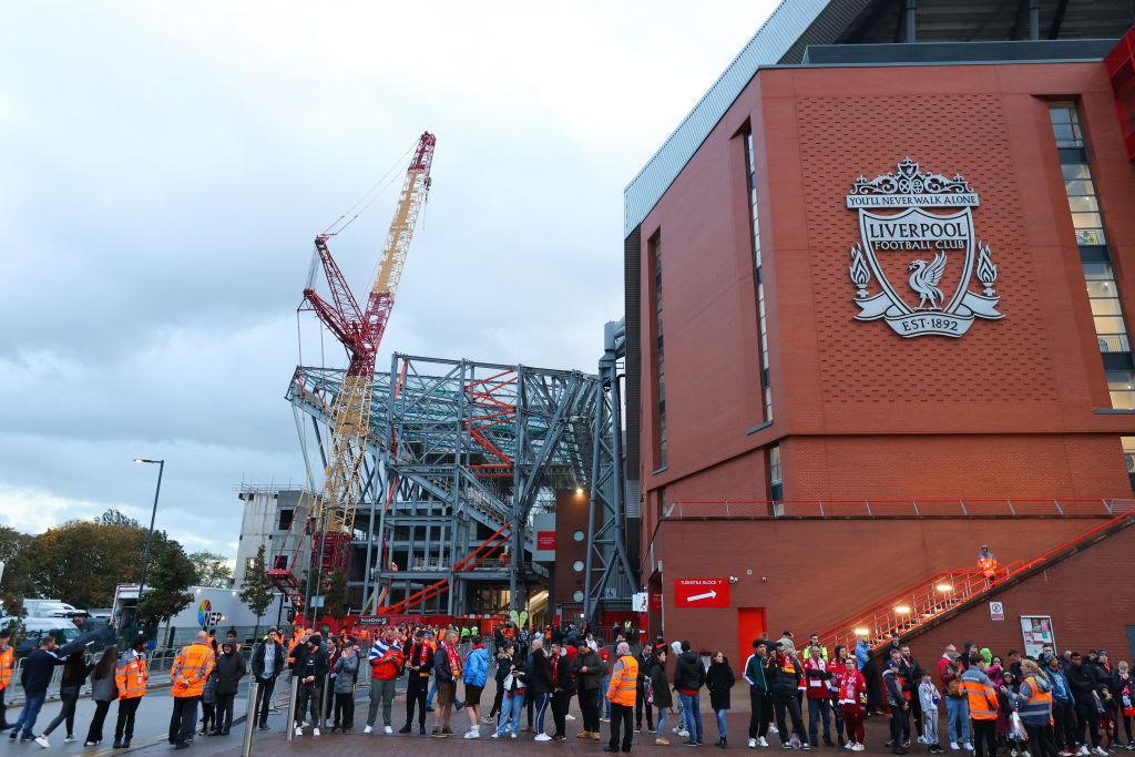 General view of construction outside Anfield Road stand