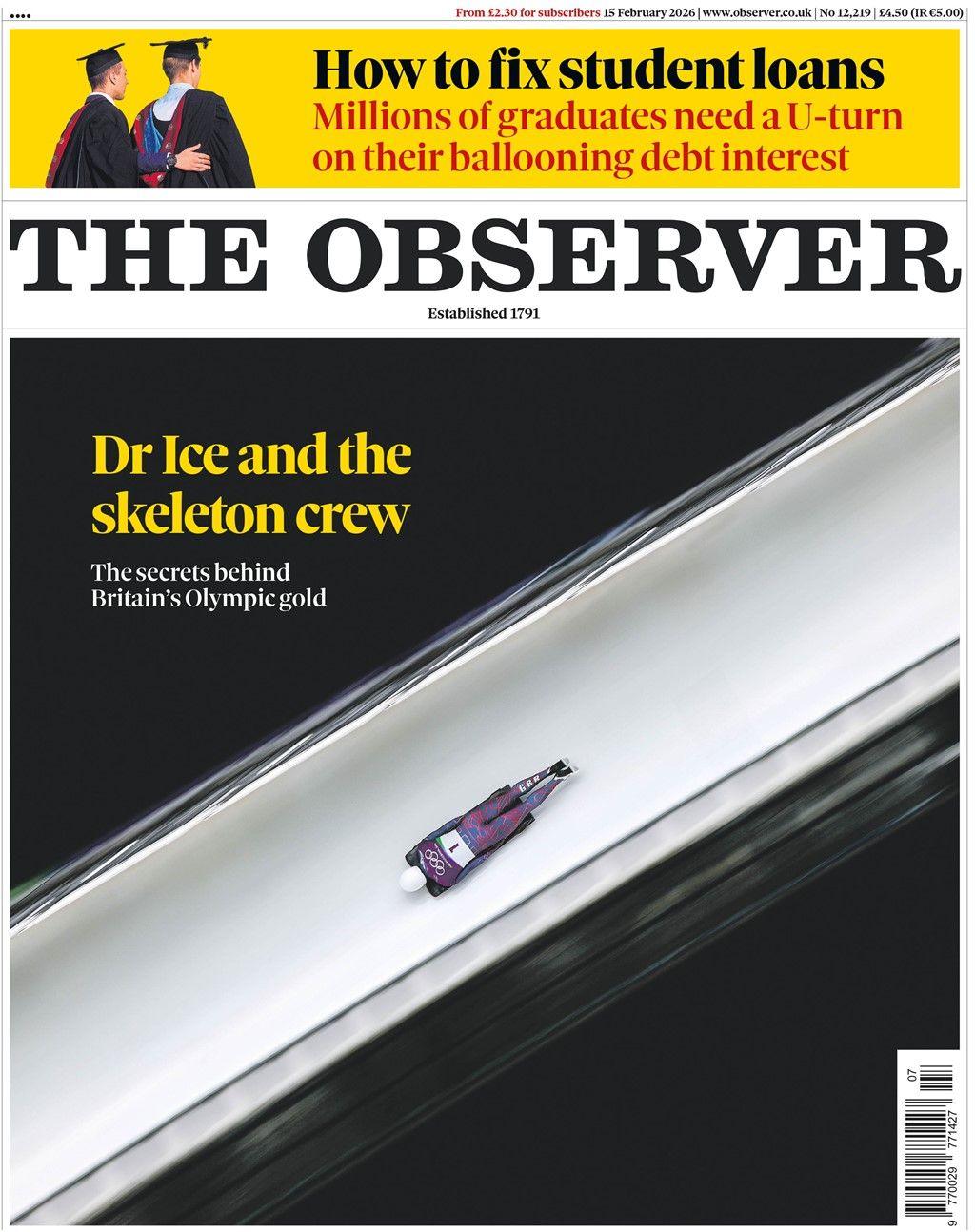 Titulli në faqen e parë të Observer thotë: “Dr Ice dhe ekuipazhi skeletor”.