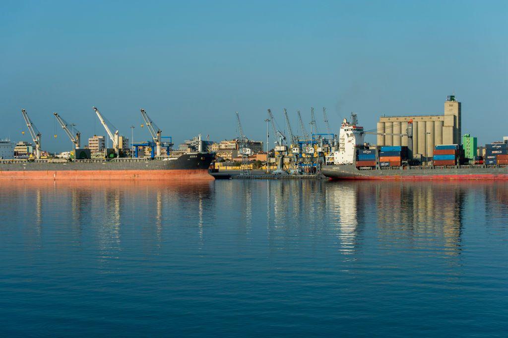 View of the port of Lobito, with ships