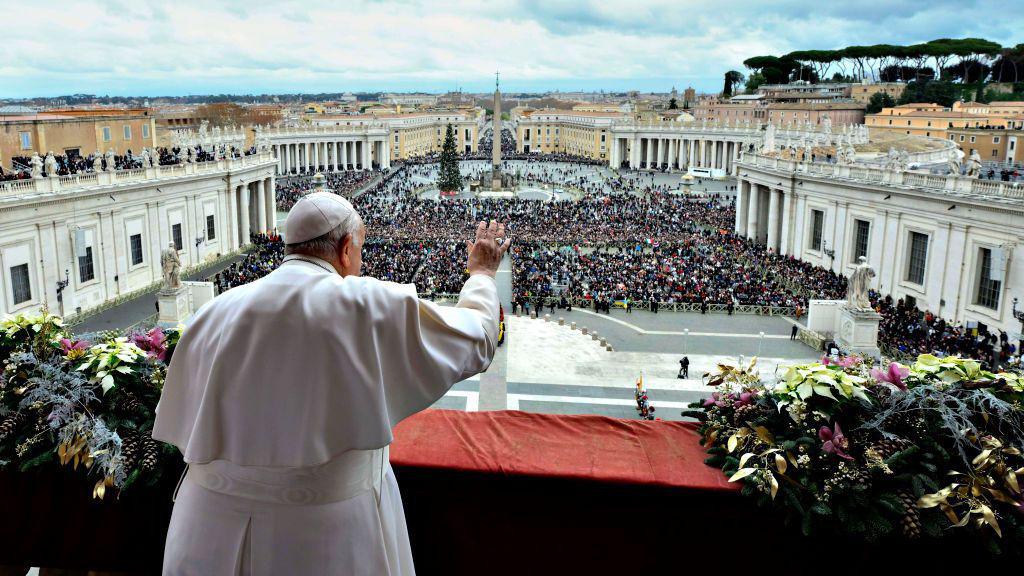 Pope Francis giving a speech in St Peter's Square in 2023.