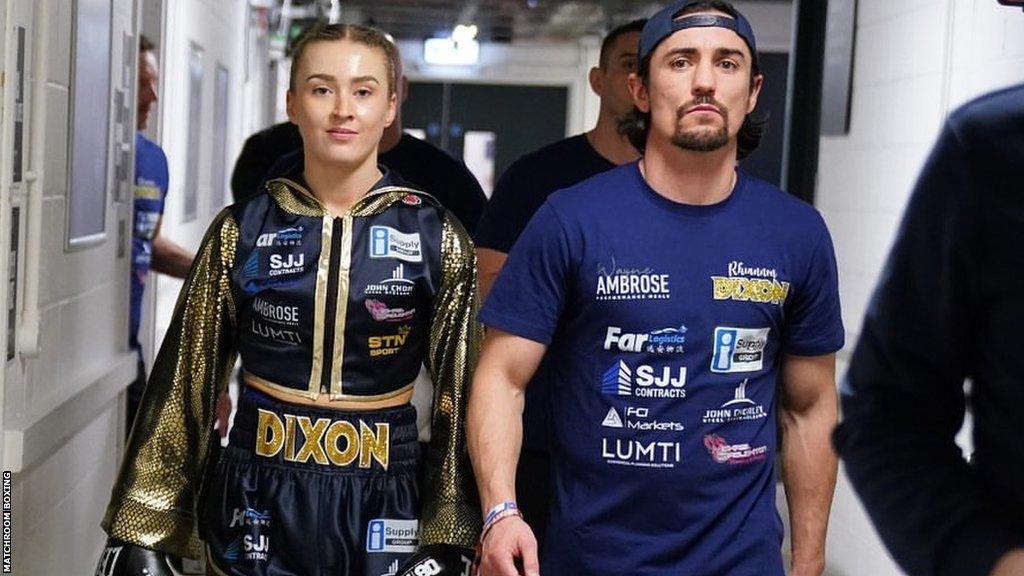 Rhiannon Dixon and Anthony Crolla backstage before a ring walk