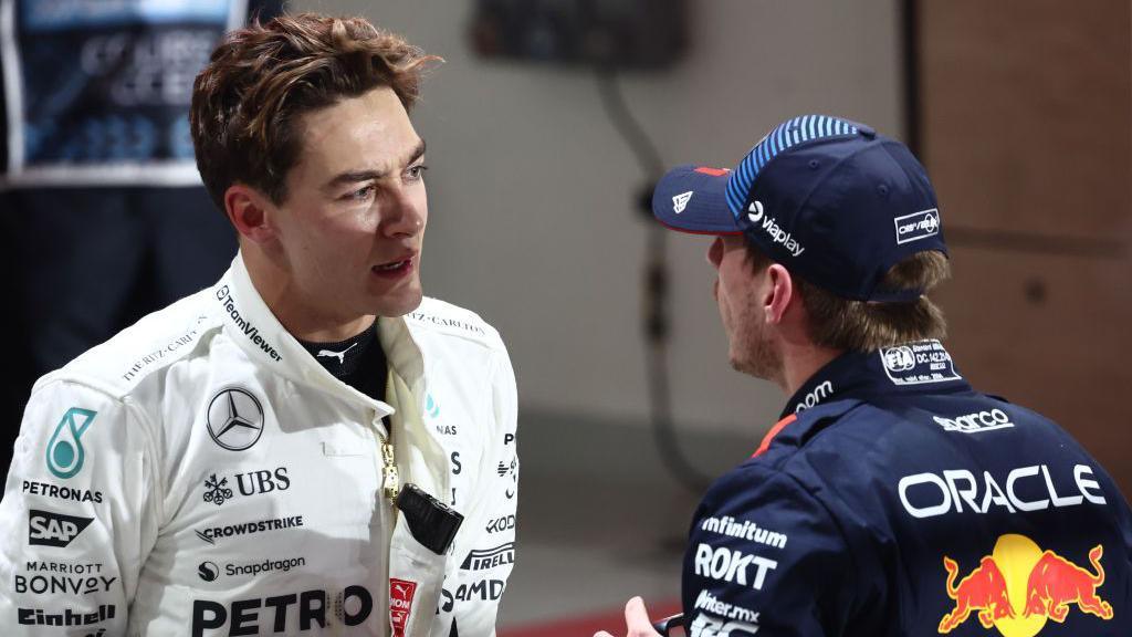 George Russell and Max Verstappen chat after Qatar qualifying 