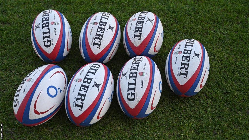 England Gilbert rugby balls during the Guinness Women's Six Nations 2024